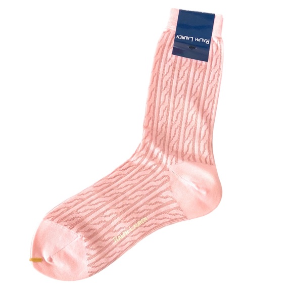 Ralph Lauren Accessories - Ralph Lauren Light Pink Trouser Socks Cable Knit Pattern